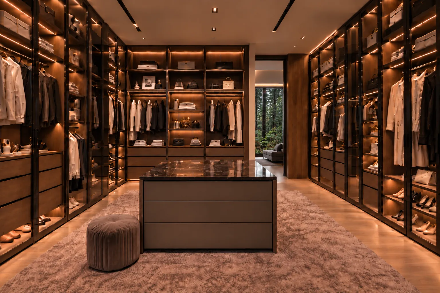 Гардеробная в интерьере частного дома